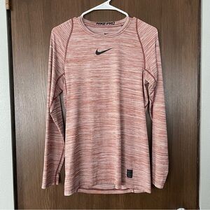 Nike Pro DRI-FIT Red Heather Long Sleeve Men's Athletic Shirt
